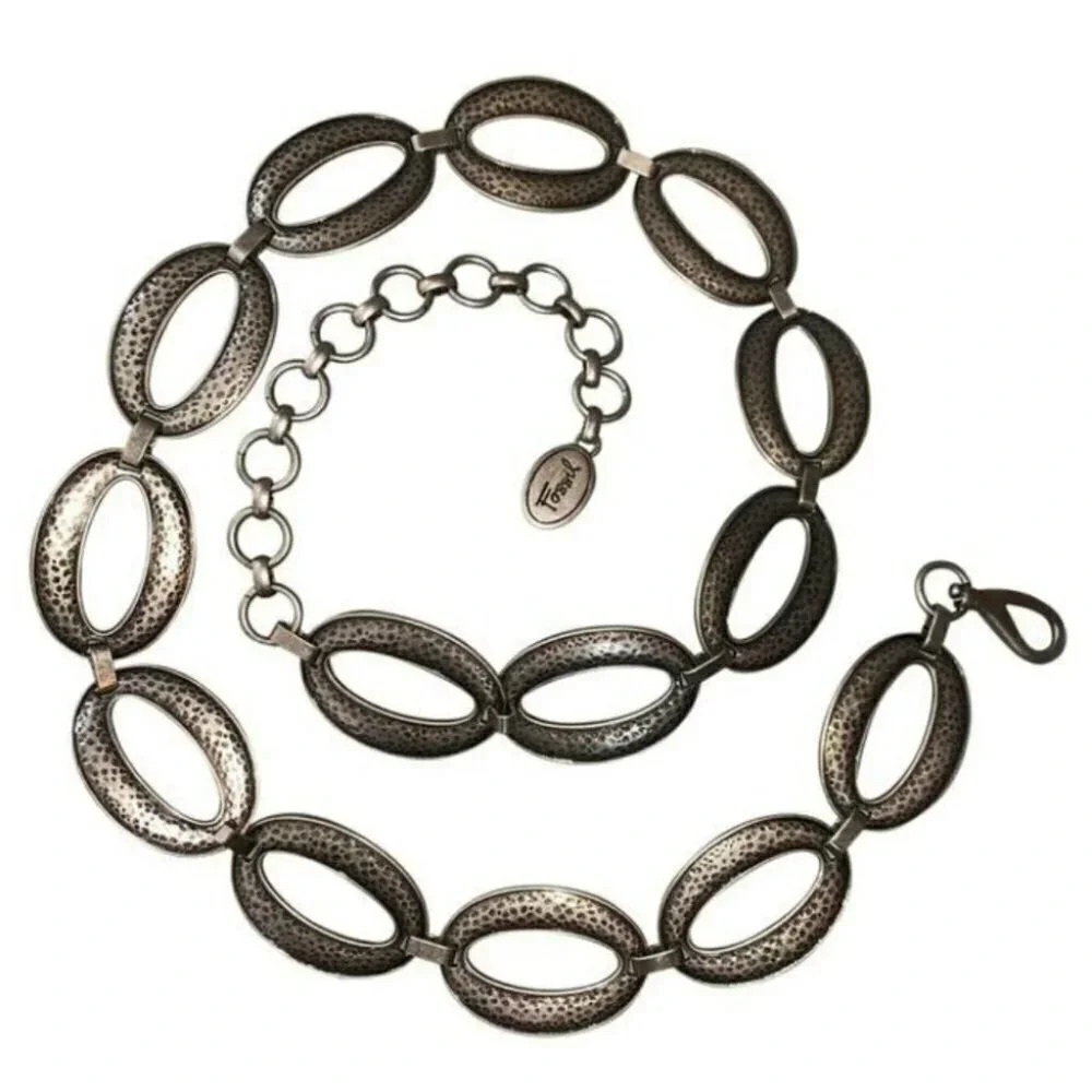 Fossil silver hammered linked adjustable belt
